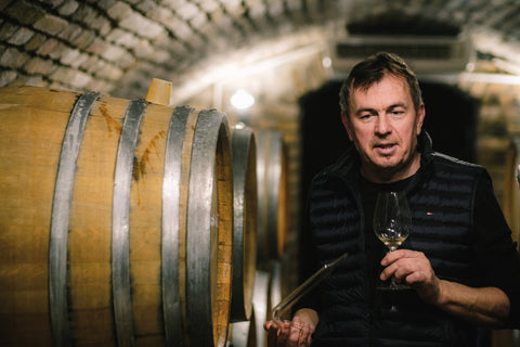 Bott Frigyes in his cellar