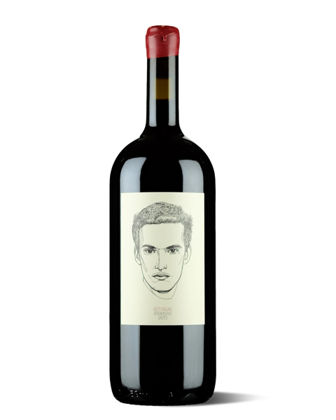 photograph of large wine bottle