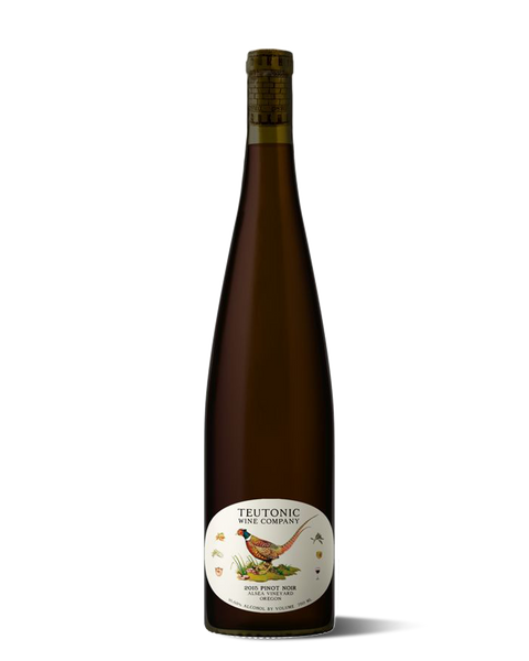 photograph of a tall wine bottle