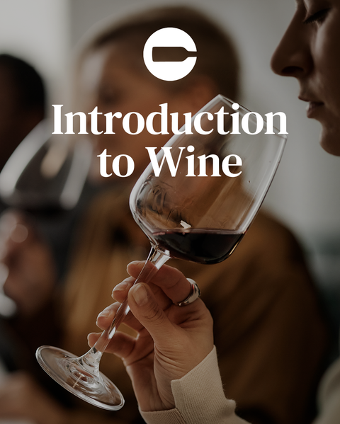 a photograph of a person lifting their glass to their mouth under a logo and a banner