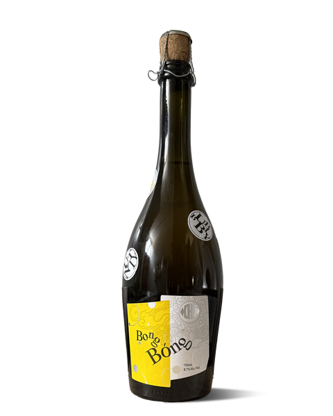 photograph of a bottle of sparkling wine
